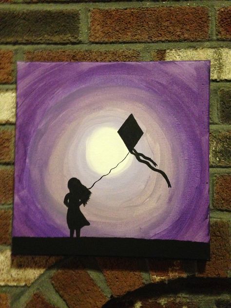 March Painting, Kite Painting, Expressive Drawing, Simple Paintings, Bd Art, Silhouette Painting, Kids Watercolor, Paint Night, Easy Drawings For Kids