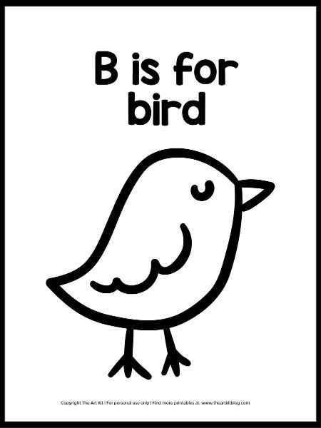 B Is For Bird Craft, Bird Worksheets Preschool, B Is For Bird, Bird Coloring Page, Bird Printables, Earth Day Worksheets, Infant Lesson Plans, Bird Coloring, Toddler Class