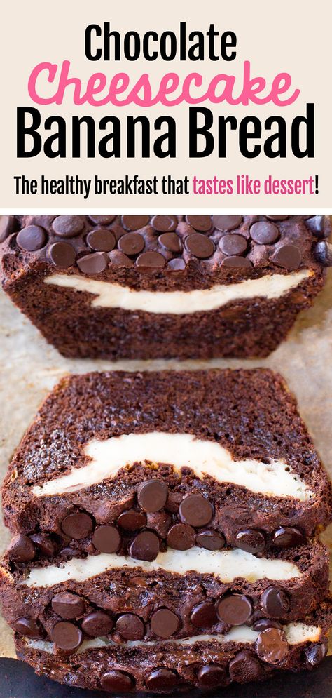 How to make the best cream cheese banana bread recipe, for a healthy breakfast Banana Cream Cheese Bars, Cream Cheese Banana Bread Recipe, Desert Bread, Cream Cheese Banana Bread, Dessert Breads, Chocolate Loaf Cake, Savory Breads, Cream Cheese Bread, Healthy Chocolate Recipes