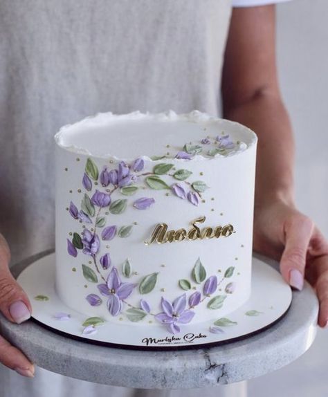 Lavender Cake Design, Congratulations Cake, Floral Cake Design, Buttercream Cake Designs, Lavender Cake, Buttercream Cake Decorating, Elegant Birthday Cakes, Simple Cake Designs, Creative Cake Decorating