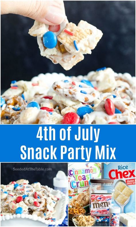 White Chocolate Chex Mix, Chocolate Chex Mix, Patriotic Snacks, 4th July Food, Blue Snacks, Chocolate Chex, Patriotic Food, Patriotic Desserts, Chex Mix Recipes