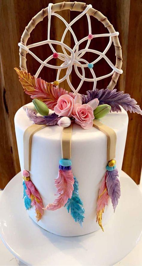 Dream Catcher Cake, Boho Cake, Boho Birthday Party, Cake Topper Tutorial, Magic Cake, Cake Decorating Videos, Boho Birthday, Coconut Cake, Savoury Cake