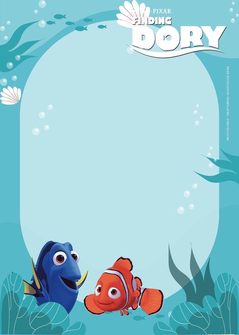 Finding Nemo Invitations Template, Nemo Birthday Invitations, Nemo Invitation, Finding Nemo Invitations, Finding Nemo Birthday Invitations, Finding Dory Birthday Party, Dory Birthday Party, Finding Dory Party, Finding Dory Birthday