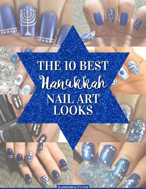 Check out the ten best Hanukkah nail art looks from Instagram! | Slashed Beauty Apply Concealer, Natural Beauty Diy, Holiday Nail Designs, Budget Beauty, Trendy Nail Art Designs, Holiday Nail, Nails Design With Rhinestones, Holiday Nail Art, Gel Nail Design