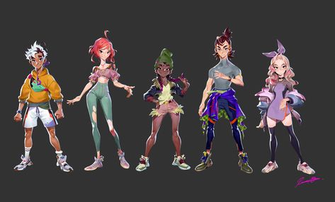 ArtStation - OC lineup, Russell Del Socorro Character Lineup, Fantasy Monster, My Oc, Character Design References, Comic Styles, Drawing Poses, Creature Design, Design Reference, Comic Character