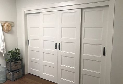 Bedroom Closet Bypass Doors, 8ft Wide Closet Doors, Whole Wall Closet Doors, Diy Large Closet Doors, Large Basement Closet, Sliding Bypass Closet Doors, Large Wall Closet, Rolling Closet Doors, Doors For Wide Closet Opening