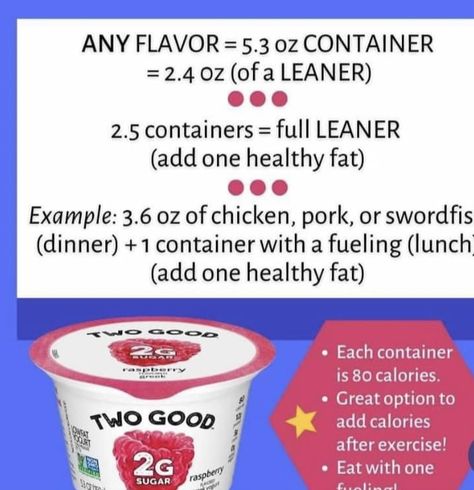 Two good yogurt leans Two Good Yogurt, Lean Protein Meals, Lean And Green Meals, Low Fat Yogurt, Special Diets, Lean Protein, Health Plan, Protein Foods, Healthy Fats