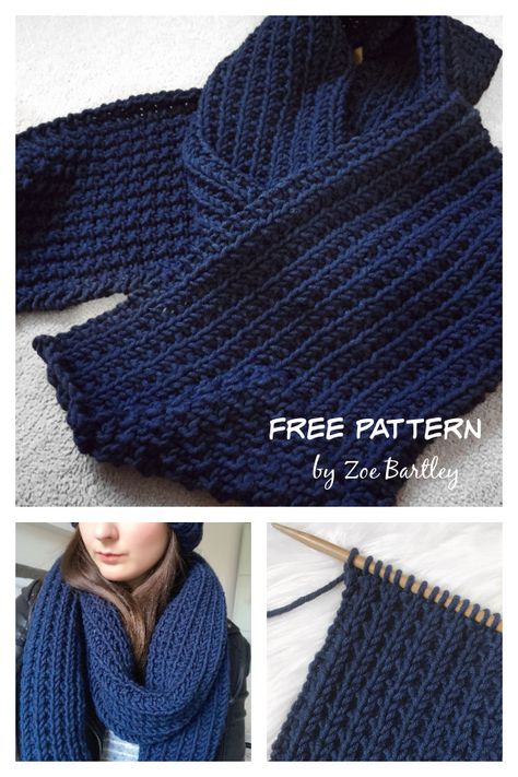 Blue Steel Chunky Beanie and Scarf Free Knitting Pattern Free Scarf Knitting Patterns For Kids, Ribbed Scarf Knitting Patterns Free, Chunky Wool Scarf Knitting Pattern, Blue Scarf Knitted, Chunky Knit Scarves Free Pattern, Wool Scarf Knitted Pattern, Bulky Knit Scarf Patterns Free, Blue Knitted Scarf, Chunky Scarf Knitting Patterns Free