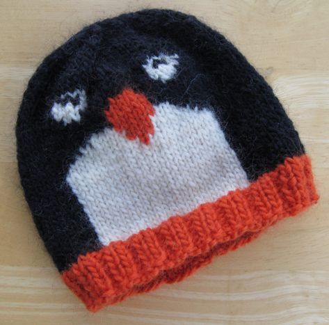 Free Knitting Pattern for Penguin Pal Hat Penguin Hat, Baby Hat Knitting Pattern, Baby Knitting Patterns Free, Christmas Knitting Patterns, Animal Hats, Knitted Animals, Baby Hats Knitting, Beanie Pattern, Yarn Projects