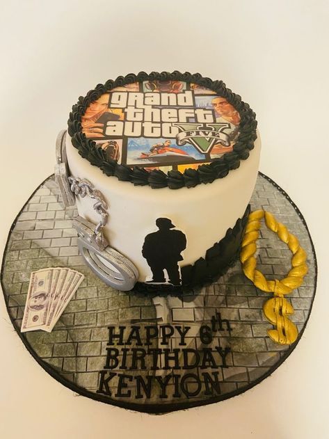 Grand Theft Auto Cake, Single Tier Cake, Grand Theft Auto, Tiered Cakes, Cake