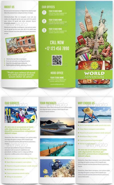 Brochure Sample, Travel Brochure Design, Tourist Brochure, Brochure Examples, Template Brochure, Trifold Brochure Design, Travel Brochure Template, Graphic Design Brochure, Stay Consistent