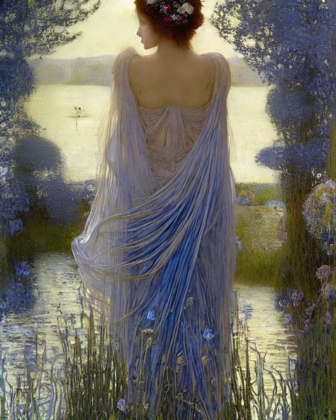 Angel, fairy, woman, Pre-raphaelite style painting, flowers,Ai generated Pre Raphaelite Art Greek Mythology, Pre Raphaelite Paintings Greek Mythology, Pre Raphaelite Dress, Water Nymph Aesthetic Outfit, Pre Raphaelite Aesthetic, Raphaelite Paintings, Moon Elves, Ophelia Painting, Fairy Woman