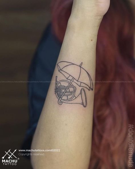 Himym Tattoo, Snake Tattoo Meaning, Gorgeous Tattoos, Music Tattoo, French Horn, Custom Tattoo Design, Snake Tattoo, New Tattoos, Geometric Tattoo