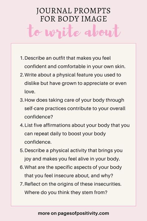 a pin that says in a large font Journal Prompts for Body Image Positive Journal Prompts, Body Image Activities, Positive Journal, Boost Your Self Esteem, Journal Prompts For Adults, School Guidance Counselor, Gratitude Prompts, Kindness And Compassion, Mental Health Activities