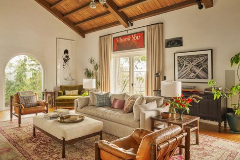 Tour Troian Bellisario and Patrick J. Adams’s Eclectic Spanish Colonial Revival Home | Architectural Digest Spanish Living Room, Spanish Home Decor, Adams Homes, Clad Home, Colonial Interior, Troian Bellisario, Spanish Style Home, Casa Patio, Colonial Revival