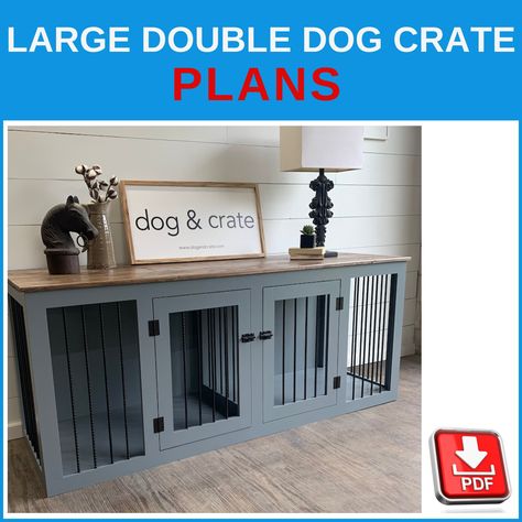 Dog Kennel Plans, Kennel Plans, Wood Dog Kennel, Custom Dog Kennel, Double Dog Crate, Wood Dog Bed, Dog Crate Table, Modern Dog Houses, Pet Crates