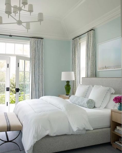 Seafoam Bedroom, Small Bedroom Colours, Best Bedroom Paint Colors, French Headboard, Green Wall Color, Beautiful Bedrooms Master, Traditional Bedroom, Bedroom Paint Colors, Bedroom Decorating