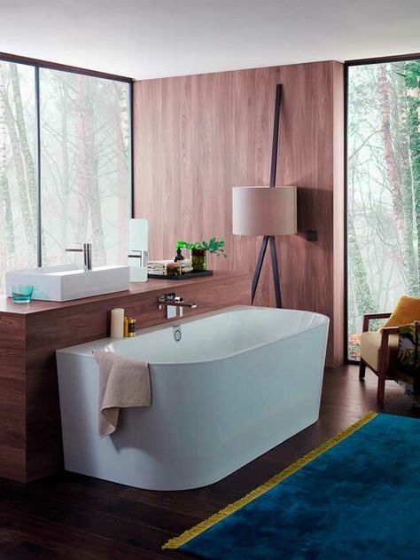 Double Ended Bath, Back To Wall Bath, Bathtub Design, Bad Inspiration, Bath Panel, Family Bathroom, Free Standing Bath, Retail Furniture, Shower Systems