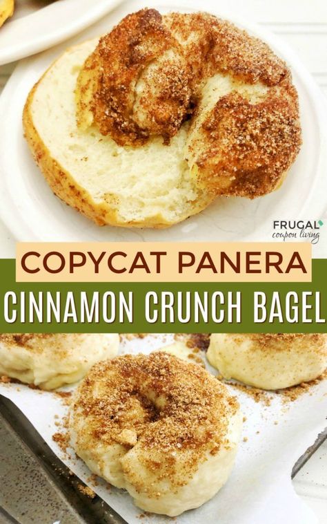 Einstein Bagels Copycat, Apple Bagel Recipe, Panera Bread Breakfast, Bread Breakfast Recipes, Cinnamon Crunch Bagel, Copycat Panera Bread, Cinnamon Bagels, Panera Recipes, Panera Copycat