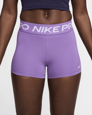 The Nike Pro Shorts are made with stretchy, sleek and supportive fabric that wicks sweat to help you stay dry and comfortable during your workout. This product is made with at least 50% recycled polyester fibers. Shown: Black Raspberry/White Style: CZ9857-521 Nike Pro Shorts Colors, Purple Nike Pros, Nike Pro Shorts Women, Dream Pants, Youtuber Dr, Nike Tights, Nike Products, Dr Wardrobe, Nike Pro Women