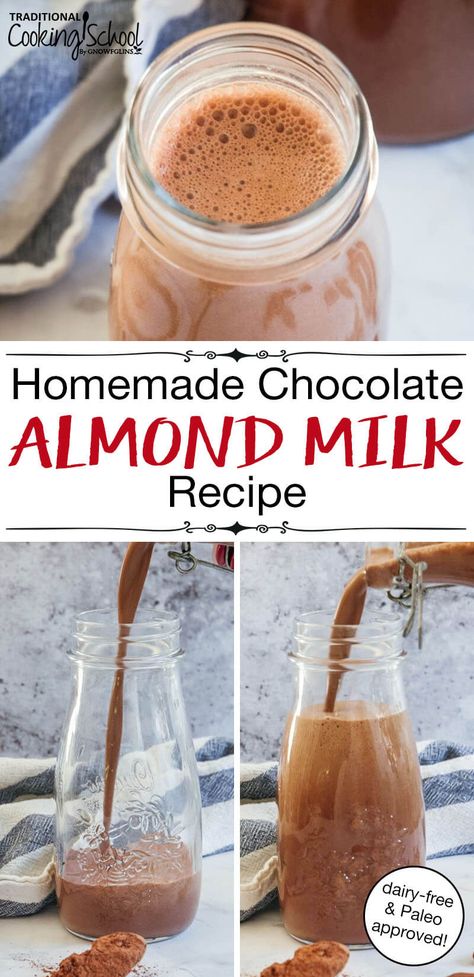 Cacao Chocolate Milk, Chocolate Almond Milk Recipes, Chocolate Milk With Cocoa Powder, Dnd Recipes, Healthy Chocolate Milk, Almond Milk Recipe, Almond Cow, Milk Chocolate Recipes, Homemade Milk