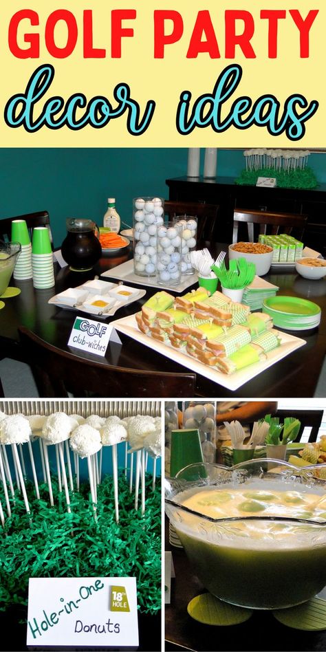 Food For Golf Theme Party, Golf Party Dessert Table, Mini Golf Birthday Party For Kids, Golf Party Drinks, Diy Golf Party Decorations, Golf Themed Charcuterie Board, Fore Golf Theme Birthday, Golf Graduation Party Ideas, Adult Golf Themed Birthday Party