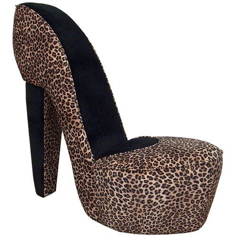 Wildon Home Diva Shoe Chair in Leopard Shoe Chair High Heel, Crazy Chair Design, Cheetah Print Chair, Leopard Print Bedroom Ideas, Leopard Print Furniture, Heel Chair, High Heel Chair, High Heel Shoe Chair, Leopard Bedroom