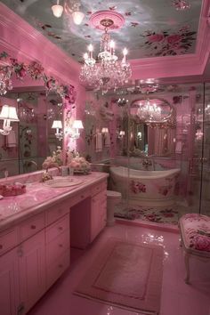 Antoinette Core, Pink Apartment Decor, Girly Apartment Ideas, Pink Bathrooms, Baños Shabby Chic, Artistic Room, Girly Bathroom, Magazine Wall, Dream Bedroom Inspiration