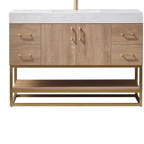 Wade Logan® Annice 48" Single Bathroom Vanity Set & Reviews | Wayfair Bath Lights, 48 Inch Bathroom Vanity, Stone Vanity, Mirror Backsplash, House Bathrooms, Stone Countertop, Primary Bath, Salon Ideas, Cultured Marble