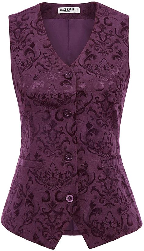 Women's Waistcoat, Womens Waistcoat, Waistcoat Woman, Steampunk Dress, Victorian Blouse, Purple Vests, Vintage Steampunk, Jacquard Jacket, Vintage Vest