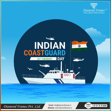 Indian Coast Guard Day Indian Coast Guard Day, Indian Coast Guard, Days In February, Diamond Frame, Festival Posters, Coast Guard, Festival, Quick Saves