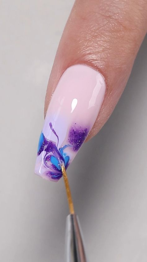 nail designs short sunflower nail designs short cute simple nail designs short real nail Ombre Nail Stamping, How To Design Gel Nails, Glitter Blooming Gel Nails, Acralik Nail Art, Tipped Nail Designs, Nail Videos Gel, Non Gel Nail Designs, Beginning Nail Designs, Nails Brush Art