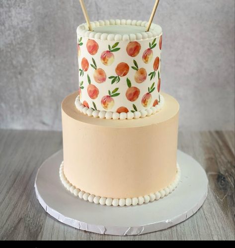 Peach Birthday Cake Ideas, Peach Theme Birthday Cake, Peach Decorated Cake, Peach Baby Shower Cake, One Sweet Peach Birthday Cake, Peach Birthday Cake, One Sweet Peach, Peach Birthday, Peach Baby Shower