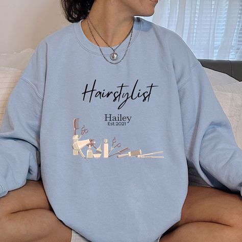 Hairstylist Personalized Sweatshirt, Hairdresser Est. Sweater, Hairstylist Fashion, Trendy Sweatshirt, Hair Master Gift, Work Sweater Hairstylist Sweater, Work Sweater, Hairstylist Fashion, Masters Gift, Work Sweaters, Unisex Fashion, Hair Stylist, Print Quality, Adult Outfits