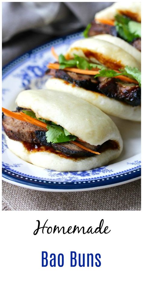 Bao Buns Recipe, Steamed Bao Buns, Steamed Bao, Gua Bao, Asian Recipe, Bao Buns, Barbecue Pork, Pickled Vegetables, Bun Recipe