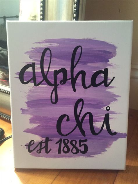 Alpha Chi painted sorority canvas Alpha Chi Omega Canvas, Chi Omega Canvas, Greek Crafts, Sigma Alpha Iota, Alpha Phi Omega, Diy Paintings, Theta Phi Alpha, Alpha Sigma Tau, Phi Sigma Sigma