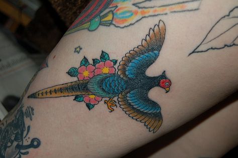 Pheasant Tattoo, Scottish Tattoo, Bird Tattoos Arm, Sleeves Ideas, Birds Tattoo, American Traditional, First Tattoo, Pheasant