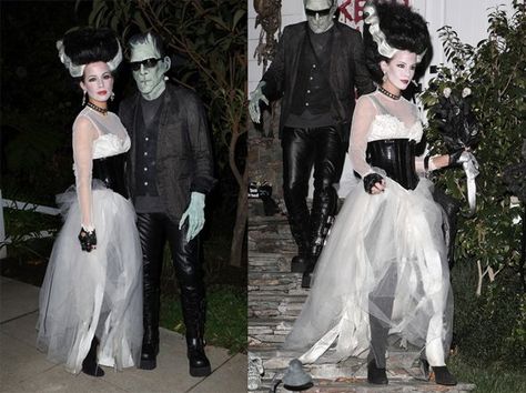 Halloween this year! Love the spin on bride of Frankie. Frankenstein And Wife Costume, Scary Bride, Frankenstein Wife, Bride Of Frankenstein Costume, Halloween Bride Costumes, Frankenstein Costume, Annual Halloween Party, Celebrity Halloween, Bride Costume