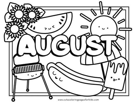 August Coloring Pages, Fargelegging For Barn, August Colors, Coloring Designs, Preschool Coloring Pages, Summer Coloring Pages, Easy Doodles Drawings, After School Program, Cool Coloring Pages