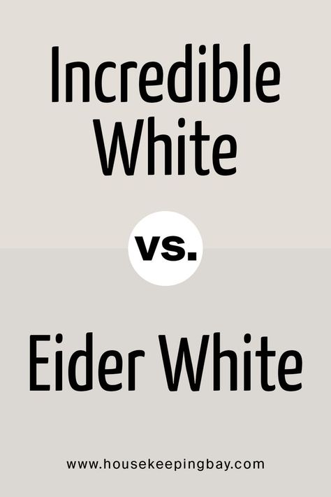 Incredible White vs Eider White  by Sherwin Williams Sw Incredible White, Trim Color Ideas, Eider White Sherwin Williams, Eider White, Origami White, White Wall Paint, Painted Kitchen Cabinets Colors, Agreeable Gray, Modern Farmhouse Home Decor