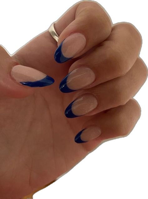 French Tip Summer Nails, Blue French Tip, Rounded Acrylic Nails, Hoco Nails, Dark Blue Nails, Navy Nails, Navy Blue Nails, Unghie Sfumate, Blue Acrylic Nails