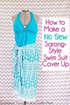 How to make a No Sew, sarong swimsuit Cover up. Diy Clothes Refashion No Sew, Diy Bathing Suit, Sarong Swimsuit Cover, Diy Swimsuit, Diy Summer Clothes, Wrap Bathing Suit, Diy Clothes Refashion, Swim Suit Cover, Kaftan Style