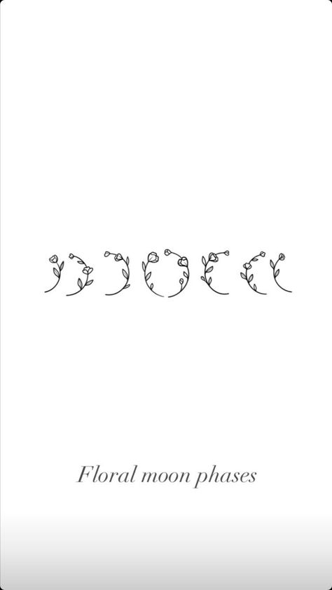 Moon Phases Tattoo Unique, Moon Phases Tattoo With Flowers, Floral Phases Of The Moon Tattoo, Flower Phases Tattoo, Lunar Phases Tattoo Minimalist, Moon Phases Tattoo Floral, Simple Moon Phase Tattoo Designs, Moon Phases Drawing Simple, Small Moon Phases Tattoo