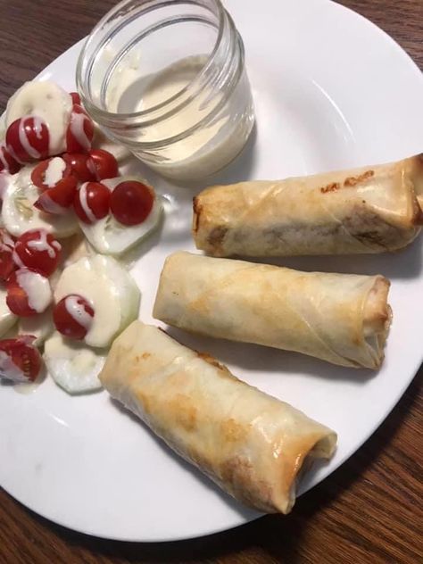 Donair Egg Roll Recipe, Donair Meat, Egg Roll Recipes, 20 Minute Recipes, Pastry Sheets, Egg Roll, Oil Mix, Gf Recipes, Egg White