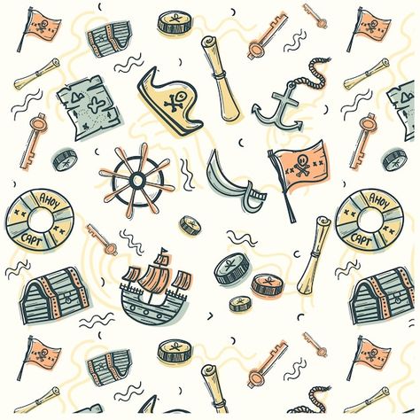 Pirate pattern design | Premium Vector #Freepik #vector #hand-drawn-illustration #doodle-illustration #doodle #hand-doodle Pirate Pattern, Illustration Doodle, Doodle Illustration, Psd Icon, Drawn Illustration, Vector Hand, Aesthetic Iphone, Vector Photo, Aesthetic Iphone Wallpaper