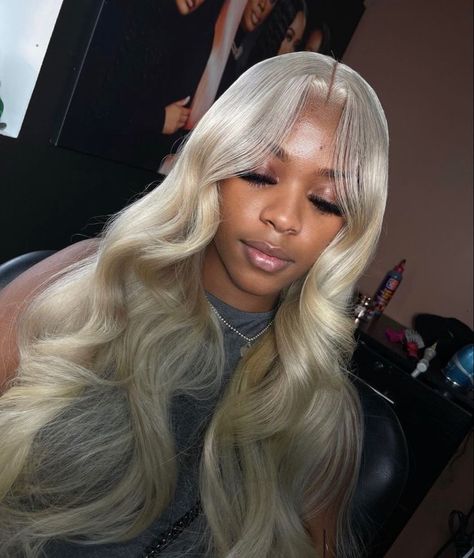 Shaved Hair Cuts, Deep Wave Hairstyles, Hair Laid, Hair Ponytail Styles, Ponytail Styles, Front Lace Wigs Human Hair, Middle Part, Frontal Wig, Blonde Wig