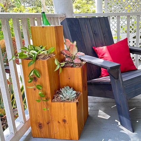 This east to make DIY Plant Cooler has room for 3 different planters as well as an ice chest drink cooler at the top which waters the plants below as the ice melts. Cabot Australian Timber Oil, Miter Saw Table, Drink Cooler, Cedar Boards, Ice Chest, Wood Filler, Beverage Cooler, Build Something, Exterior Wood