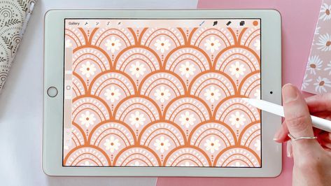 (4) Patterns in Procreate: Create a Seamless Scallop Pattern on the iPad | Chelsea Jay | Skillshare Scallop Pattern Template, Scallop Pattern, Pattern Template, Tile Patterns, Surface Pattern Design, Repeating Patterns, Surface Pattern, Surface Design, Jay