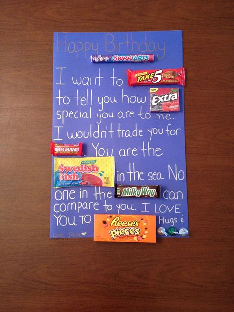 Candy Birthday Card, Candy Birthday Cards, Diy Candy Bar, Candy Card, Birthday Boyfriend, Candy Poster, Candy Birthday, Card For Boyfriend, Birthday Cards For Boyfriend