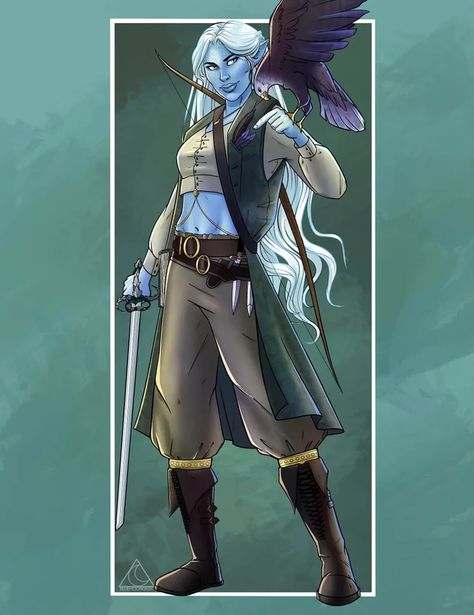 Air Genasi Warlock, Air Genasi Ranger, Swashbuckler Dnd, Fantasy Races List, Genasi Ranger, Genasi Character Art, Air Genasi, Moon Elves, Snow Elf